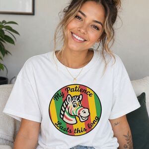 Comfort Colors T-Shirt Unisex Size L White Fruit Stripe Gum Mascot Zebra